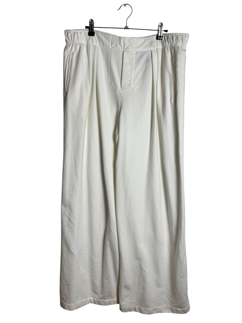 Norma Kamali Eggshell Pleated Wide Leg Pant Sweatpants Trousers Large